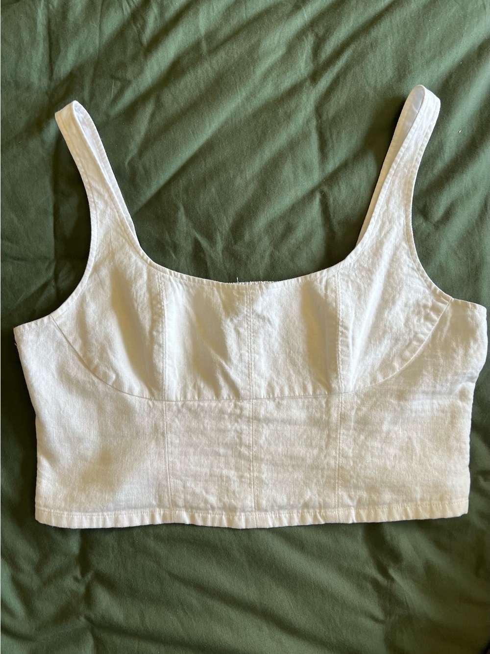 Banana Republic White Women's Linen Blend Square-Neck Crop Top
